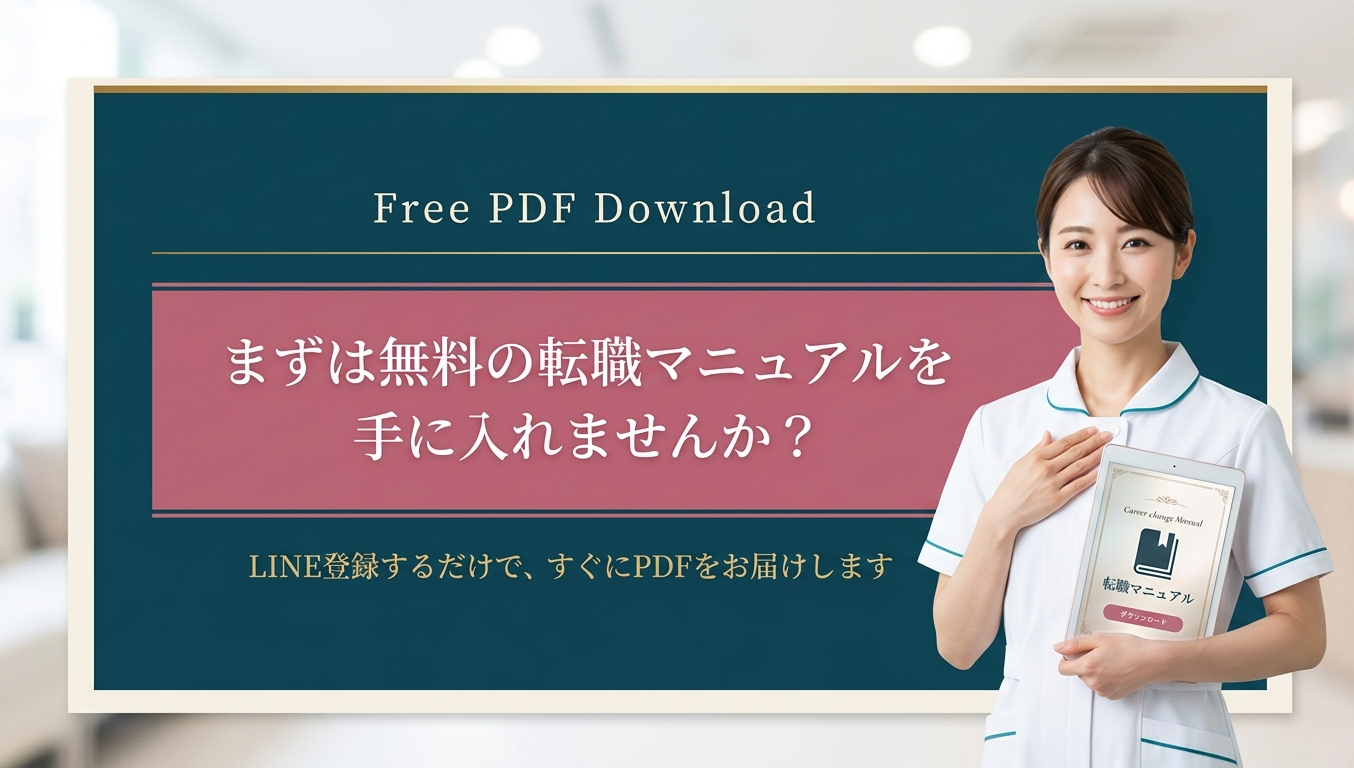 LINE登録で無料の看護師転職マニュアルPDFをプレゼント