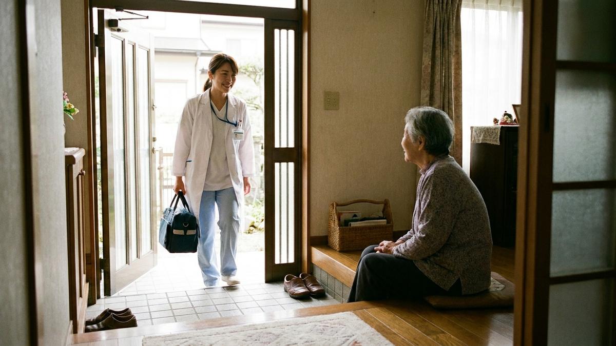 訪問看護師が患者宅を訪問している・急性期からの転換を検討する看護師向け