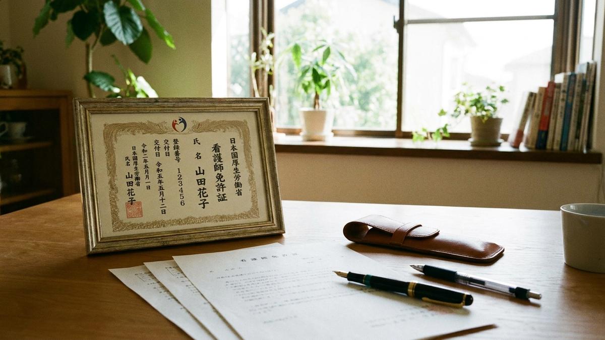 保有資格を確認する看護師