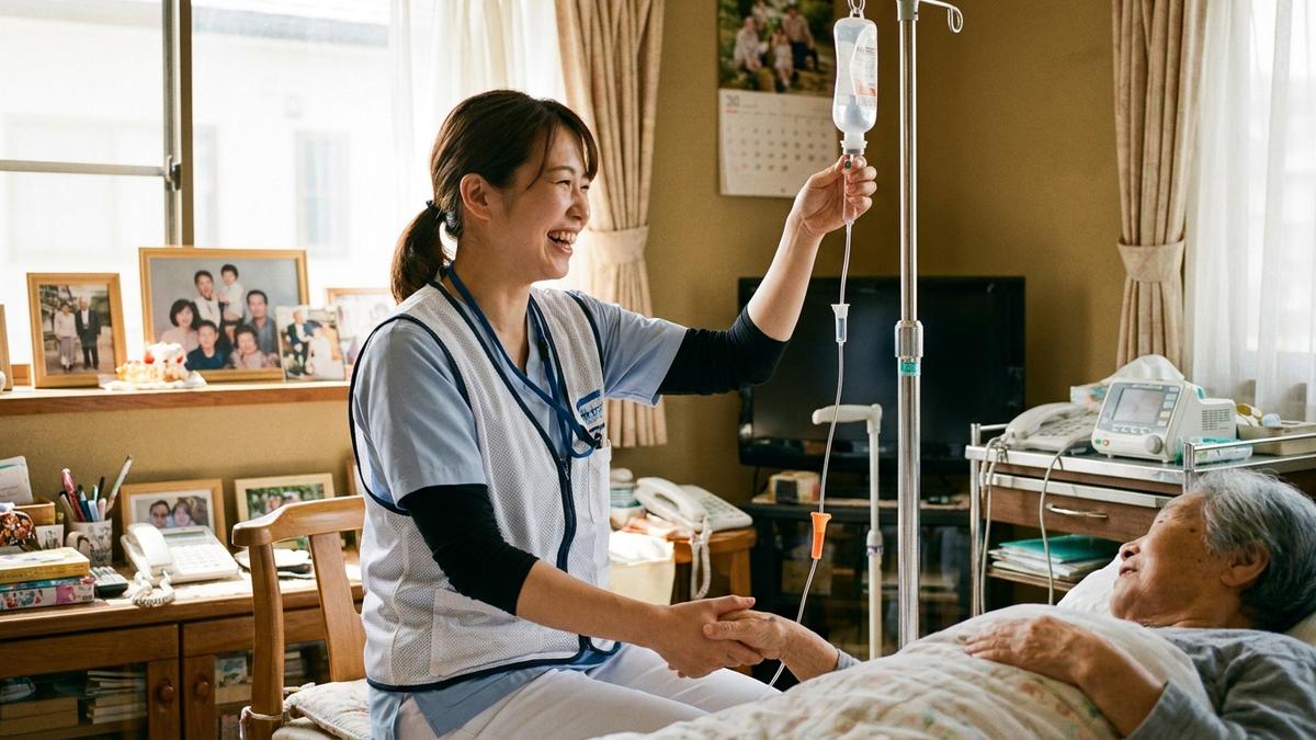 急性期経験の看護師が訪問看護で在宅ケアに取り組む様子