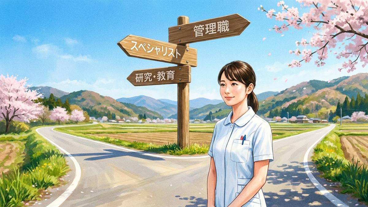 精神科看護師のキャリアパスを示す分岐点のイメージ