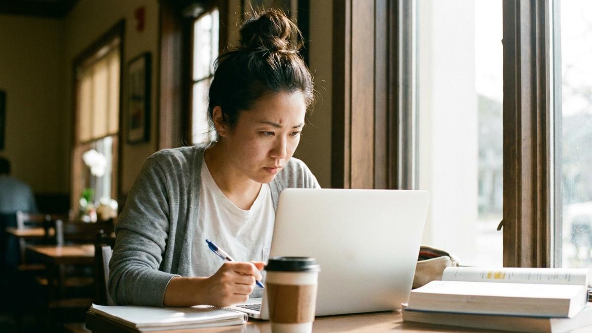 看護師が転職前に訪問看護について学習している様子