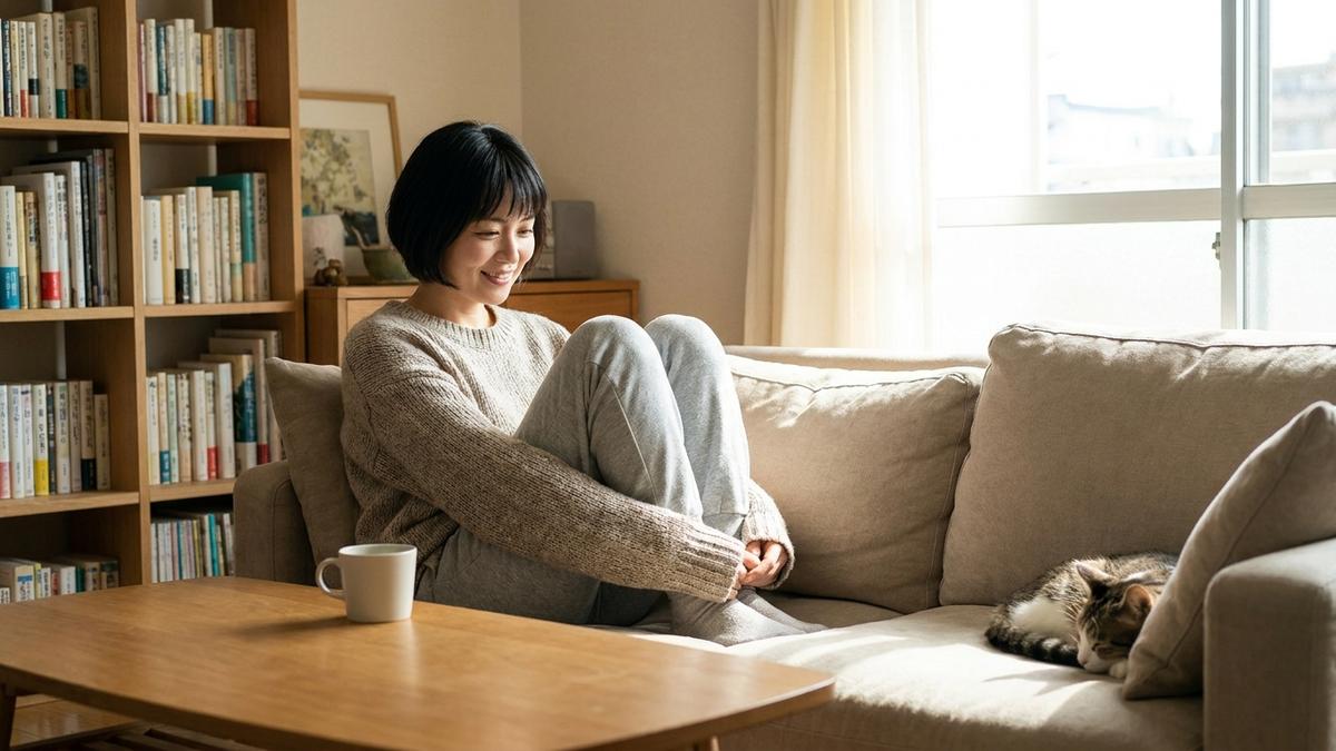 在宅ワークで心身の負担が軽減された看護師のイメージ