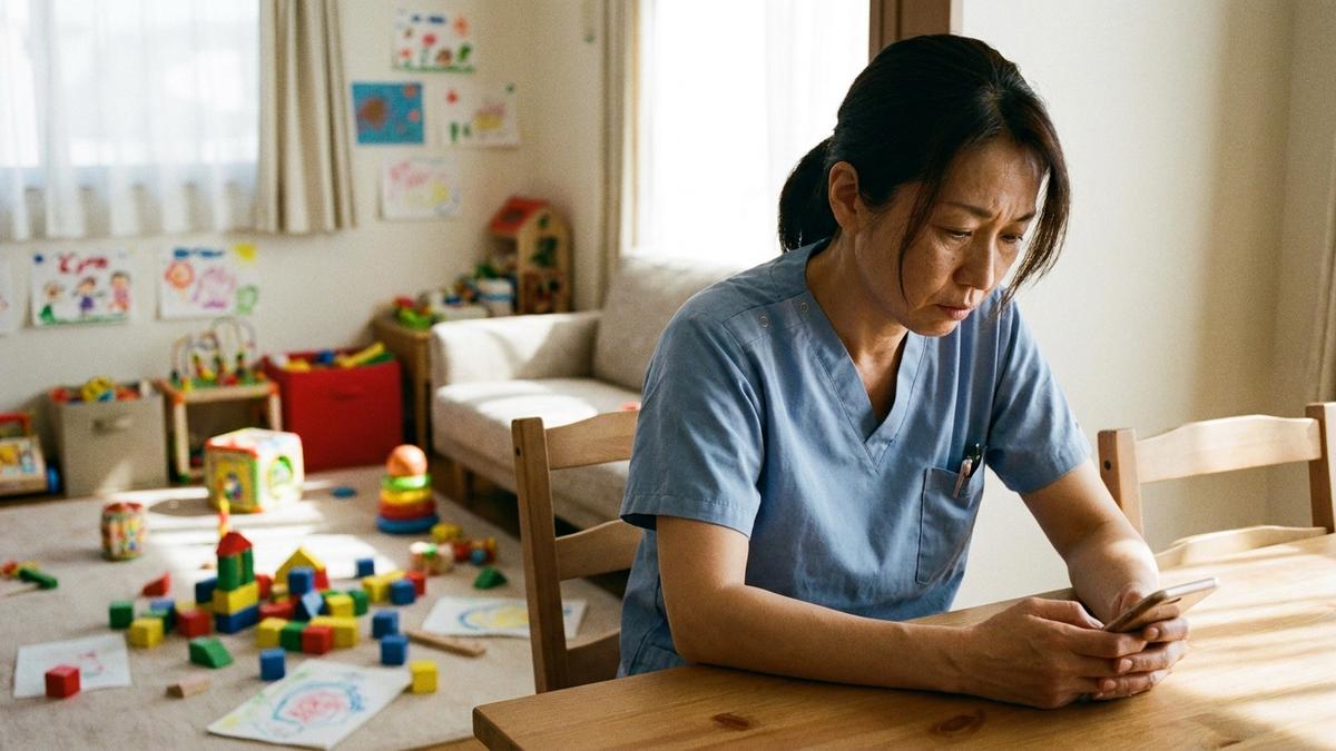子育てと仕事の両立に悩む看護師のイメージ
