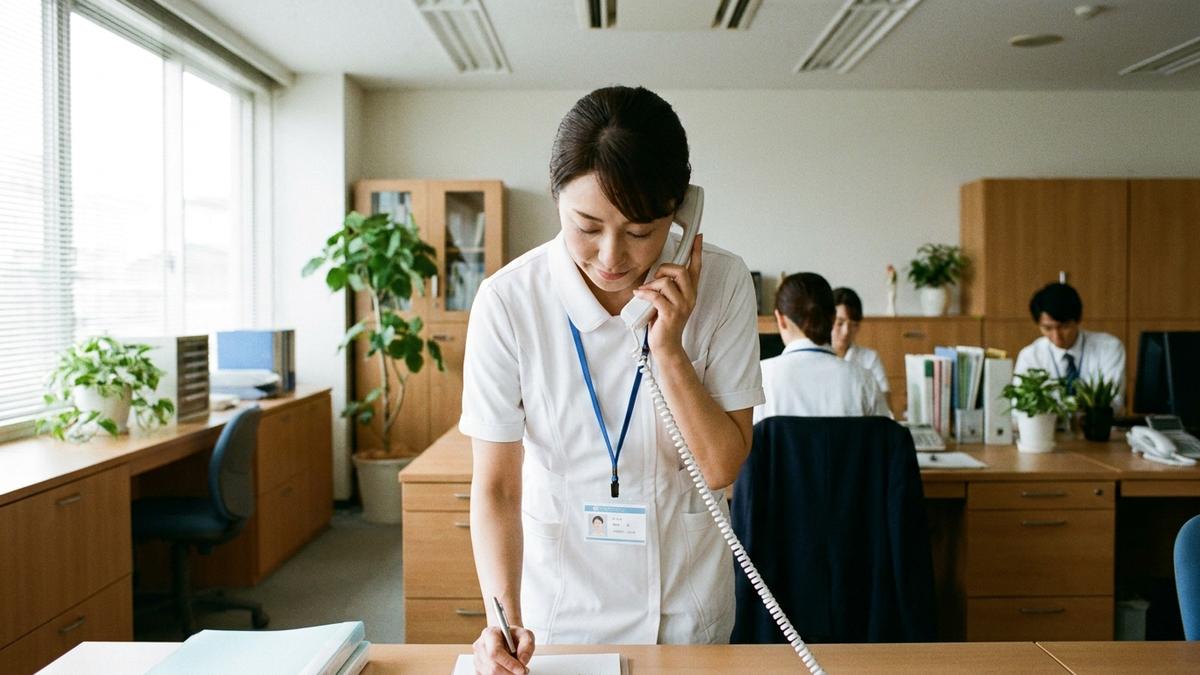 内定の承諾・辞退の電話連絡をする看護師