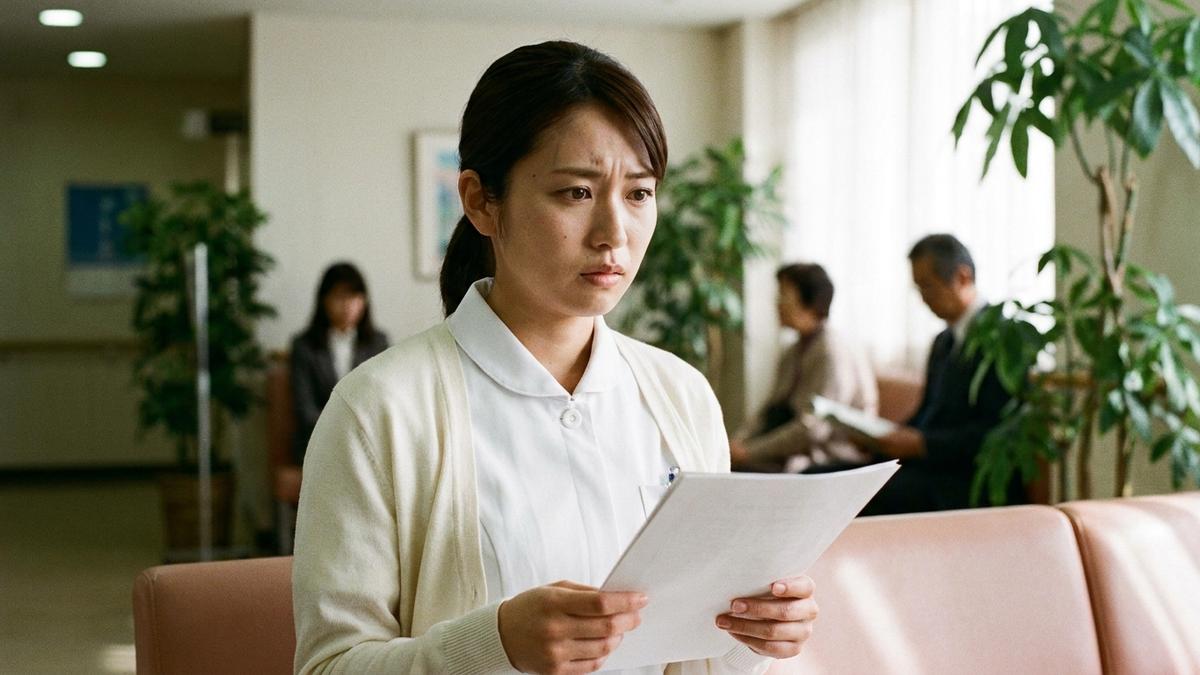 筆記試験の結果を不安に思う看護師