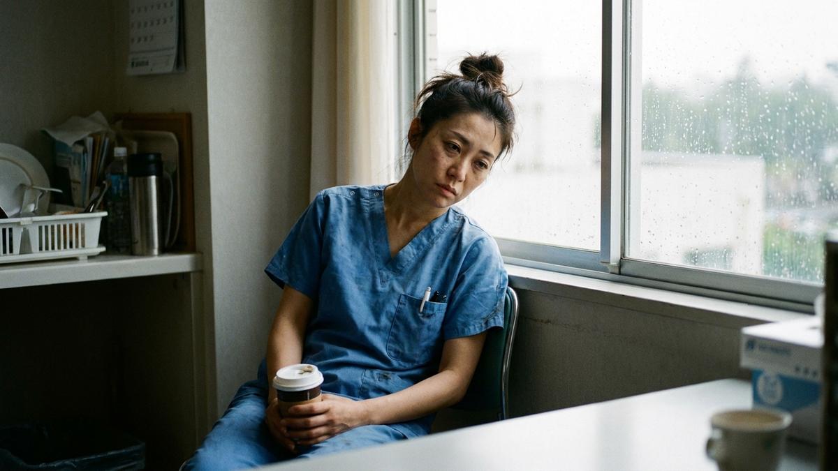燃え尽き症候群のサインを感じる看護師のイメージ